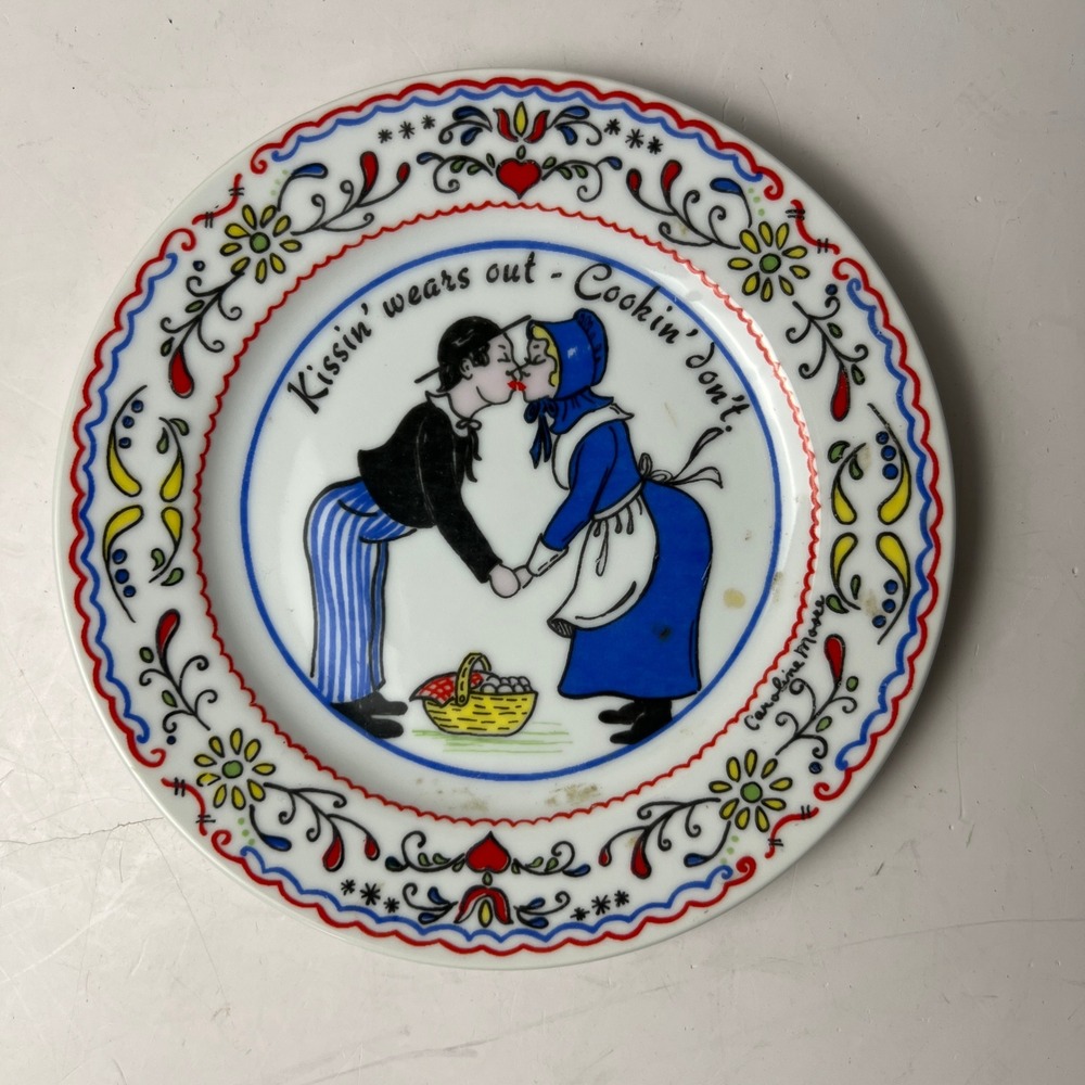 Vintage Nordic Plate Villa Louis 7.25in Folk Art Kissin Wears Out House of Moore